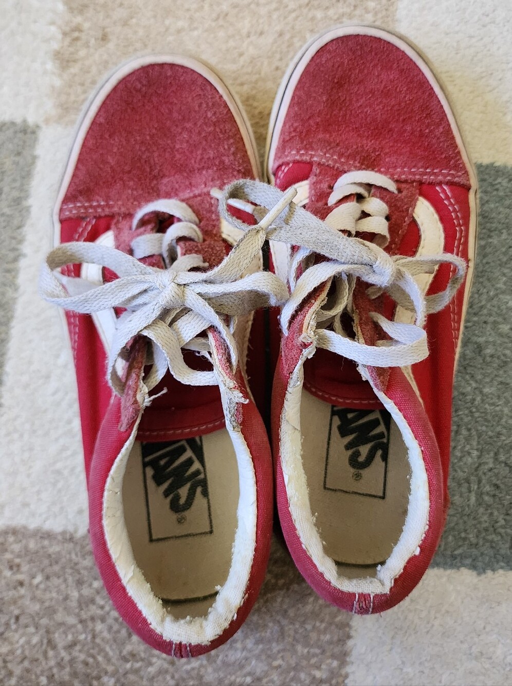 Vans Kids Red Low-Top Skate Sneakers